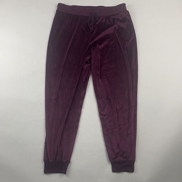 Honeydew Burgundy Soft Velour Pajama Lounge Jogger Pants Sz XL Elastic Waist - Picture 2 of 6